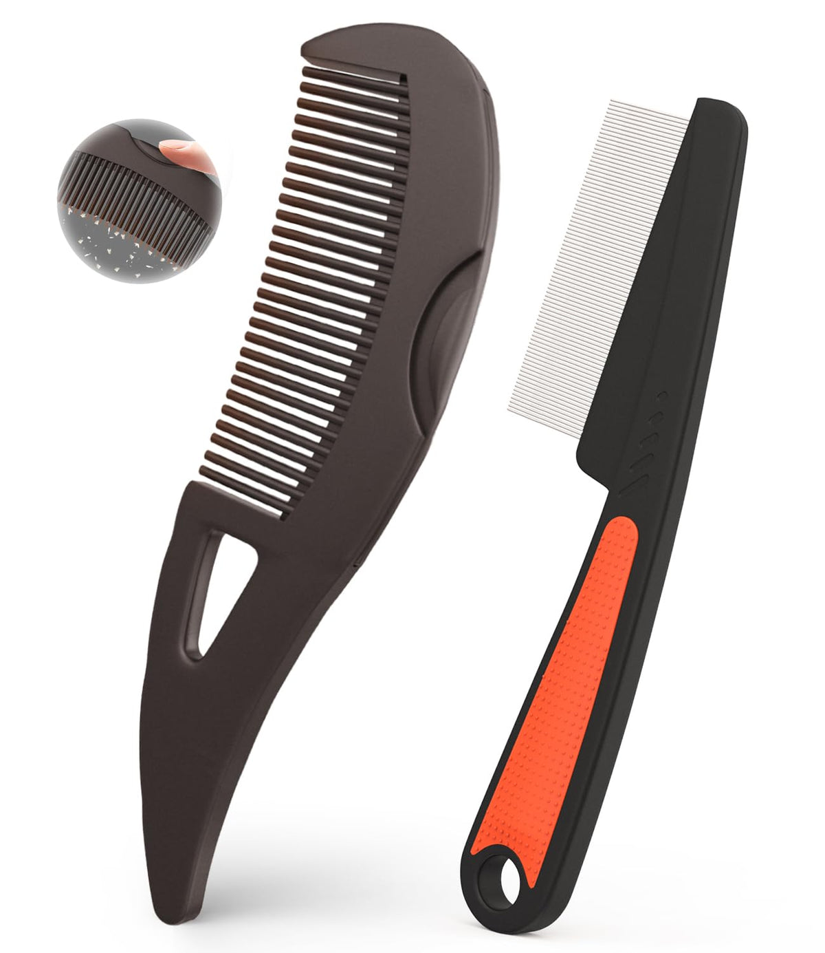 EHBELIF front view of both combs showing dual-tooth sizes and compact design for home use