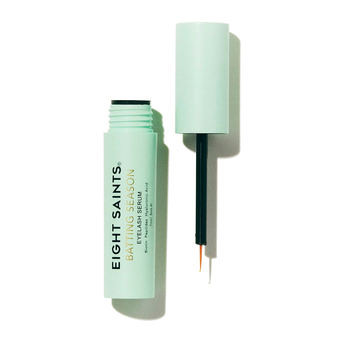 Eight Saints front packaging showing compact eyelash serum bottle and branding for easy recognition