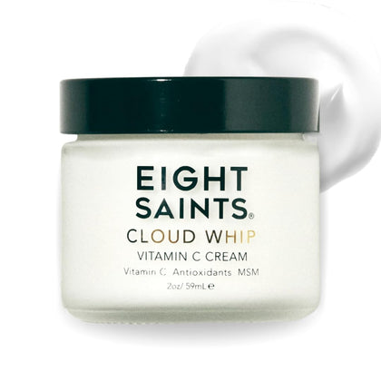 Eight Saints front jar view showing clean packaging and unscented day cream benefit