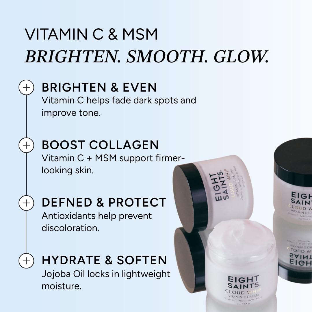 Eight Saints Cloud Whip on bathroom shelf in morning routine setting boosting daily brightening