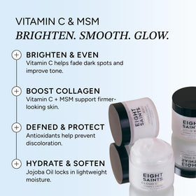 Eight Saints Cloud Whip on bathroom shelf in morning routine setting boosting daily brightening