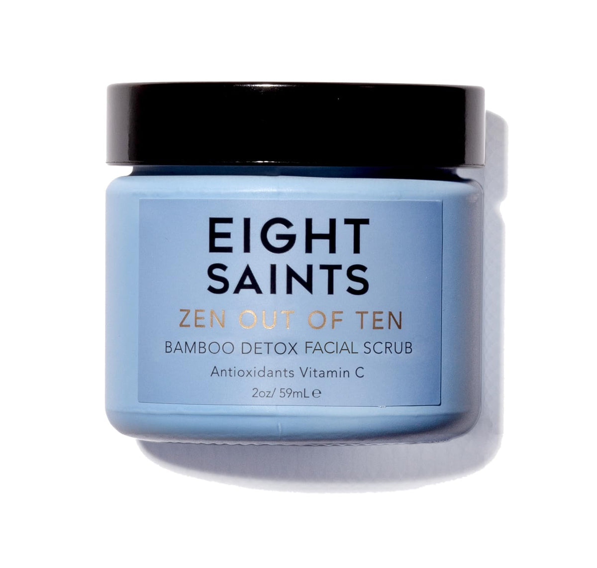 Eight Saints front jar view showing label and easy-grip lid benefits