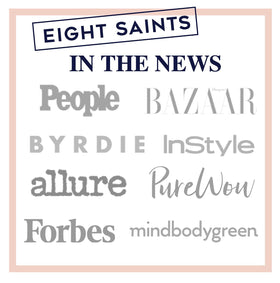 Eight Saints ingredients flatlay featuring hyaluronic acid and vitamin benefits