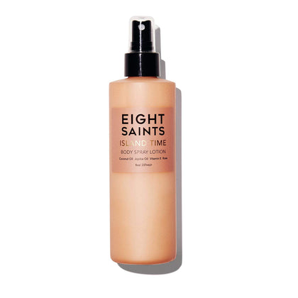Eight Saints front packaging showing bottle and coconut scent benefit