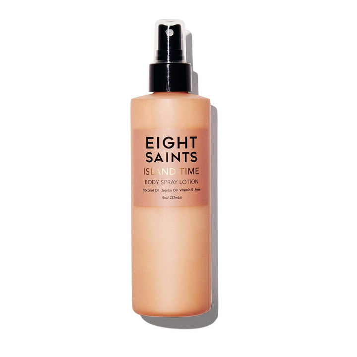 Eight Saints front packaging showing bottle and coconut scent benefit