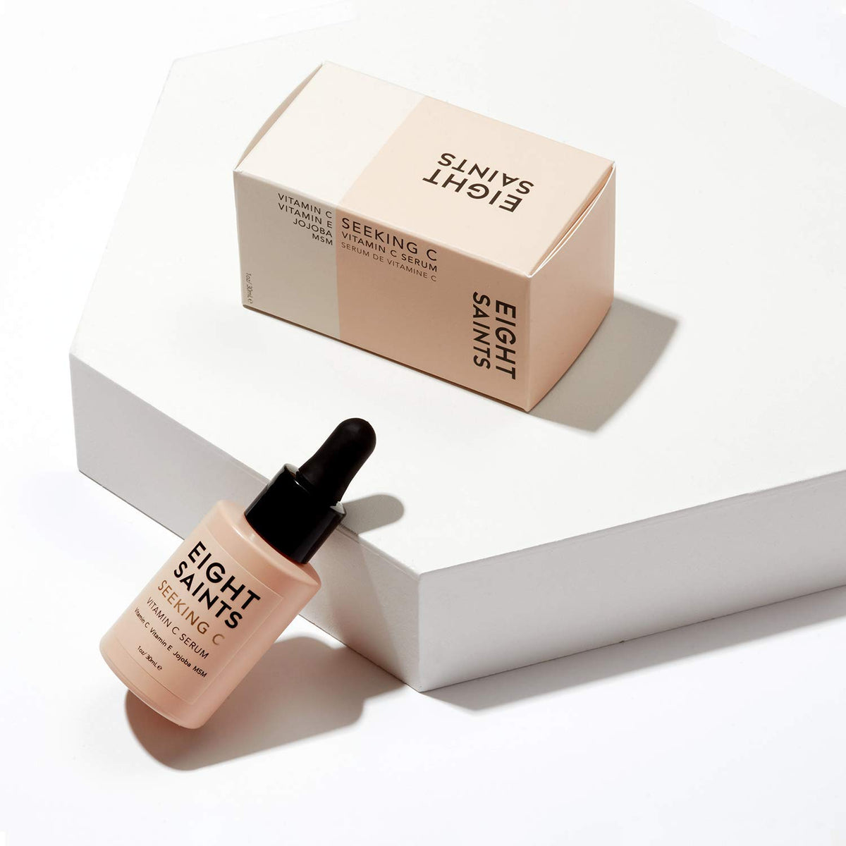 Eight Saints serum texture on glass pipette highlighting lightweight absorption benefit