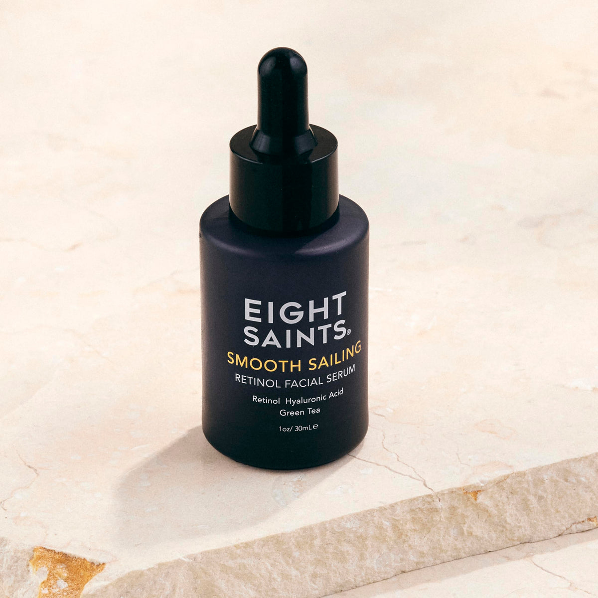 Eight Saints pump and ingredient label close-up, clear ingredient visibility benefits clarity