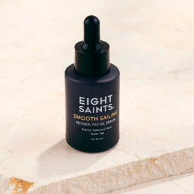 Eight Saints pump and ingredient label close-up, clear ingredient visibility benefits clarity
