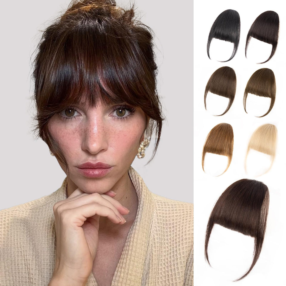 EINAEY front view dark brown bangs showing natural blend benefit