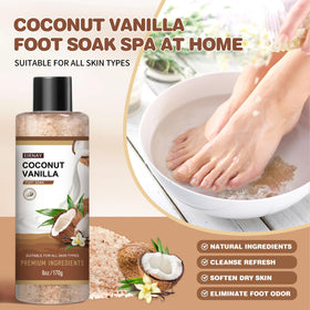 EIRNAY close up of coconut vanilla soak salts texture for soothing soak