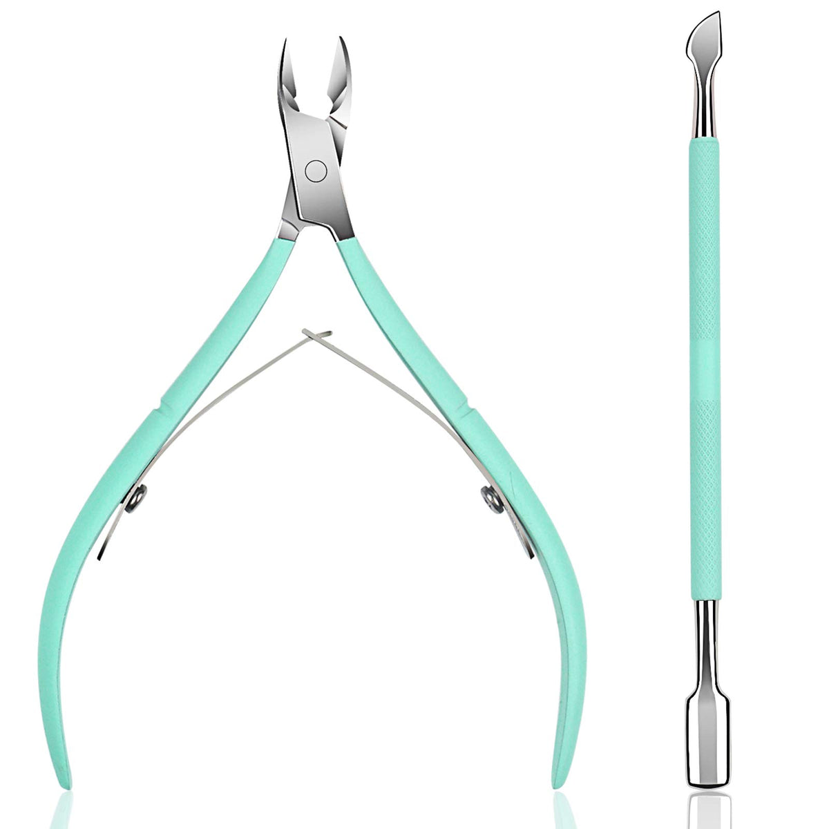 Ejiubas cuticle trimmer front view showing sharp stainless steel blades for precise trimming