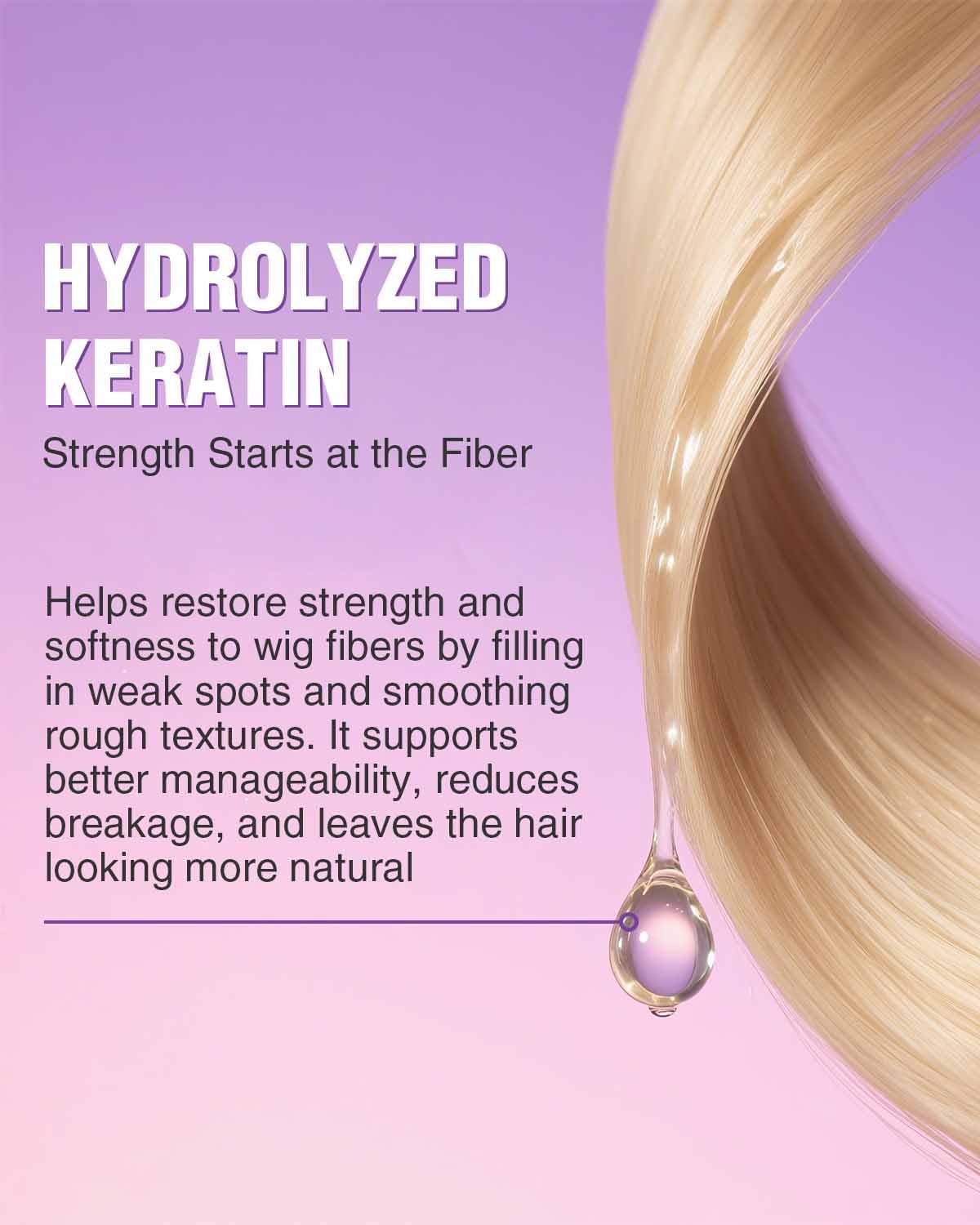EJW spray applied to wig on stand, helps quick detangling and refresh