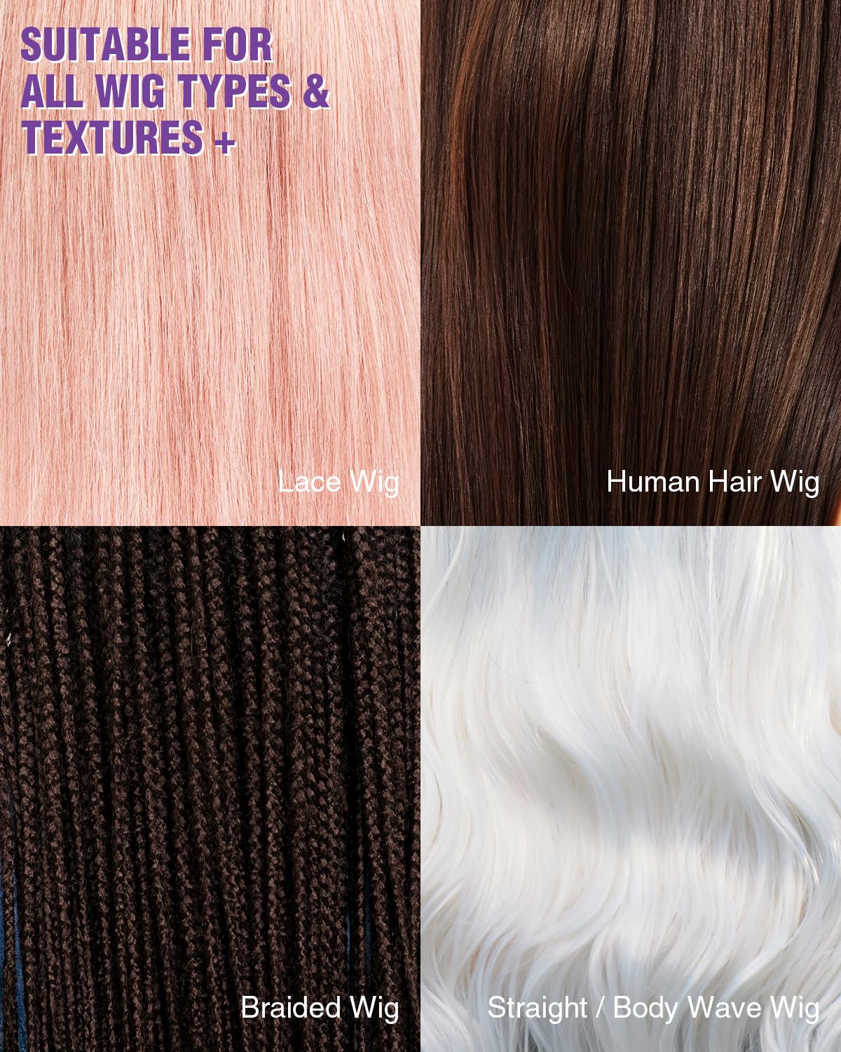 EJW combing through wig after application, reduces breakage and frizz