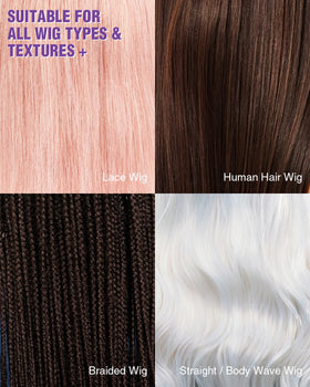 EJW combing through wig after application, reduces breakage and frizz