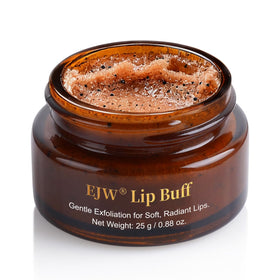 EJW jar front showing label and brown sugar scrub for visible exfoliation benefit