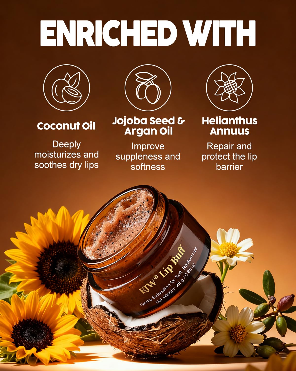 EJW botanical oils swirl close-up showing nourishing blend for deep moisture