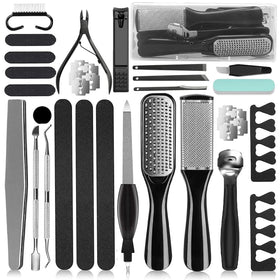 EKOCSIO front view of full 36-in-1 pedicure kit showing case and tools for organized care