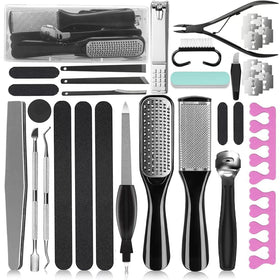 EKOCSIO pedicure kit front view showing organized tools and case, convenient storage benefit