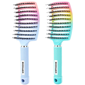 EKONAER front view of both green and blue brushes showing colors and shape, clear identification and convenience