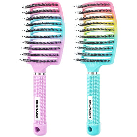 EKONAER front view of both green and pink brushes showing full design and colors