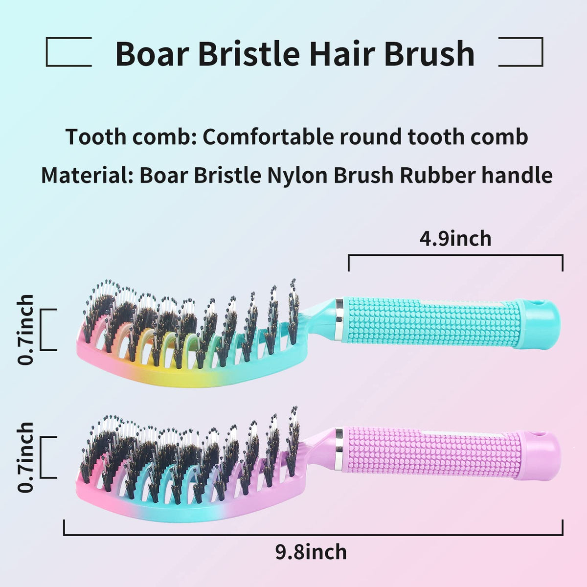 EKONAER hand-held size comparison showing large curved head holds more hair