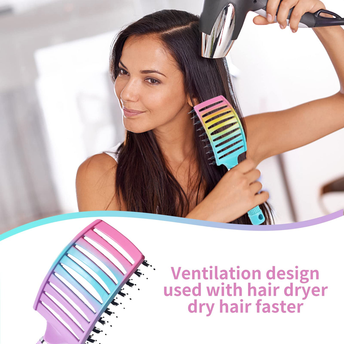 EKONAER vented brush head demonstrating airflow to speed blow-drying