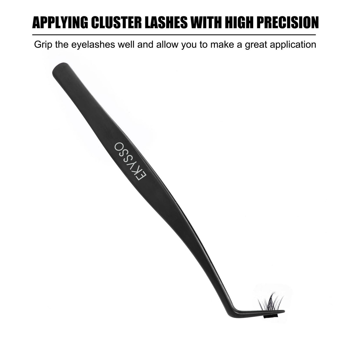 EKYSSO ergonomic grip handle detail showing textured comfort for steady lash application