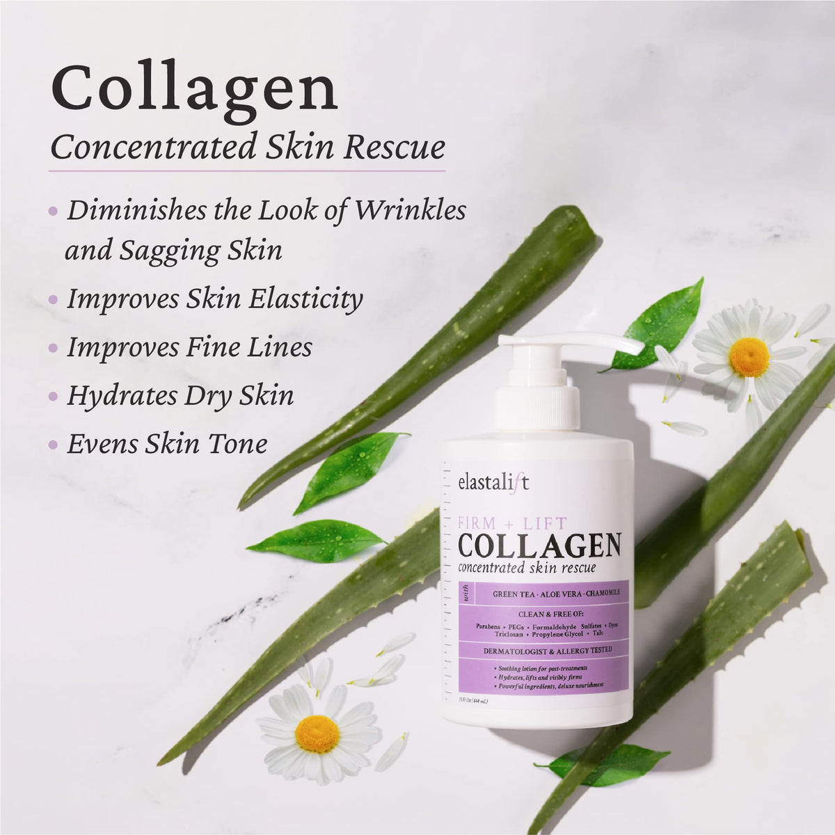 Elastalift dispensing lotion from container for quick daily application