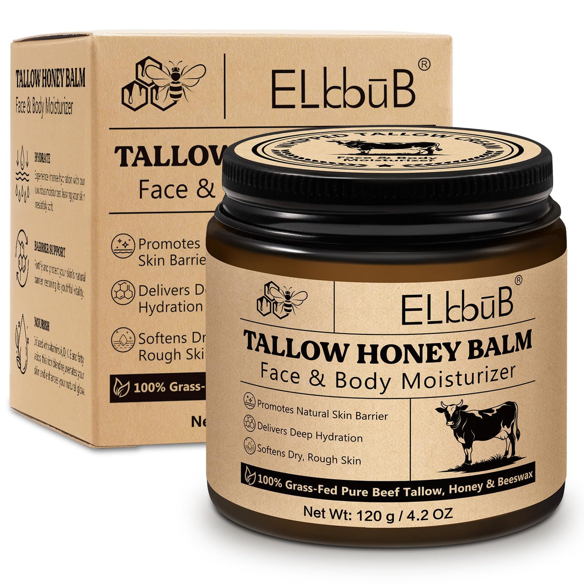 ELBBUB jar front view showing brand and multitask moisturizer benefits