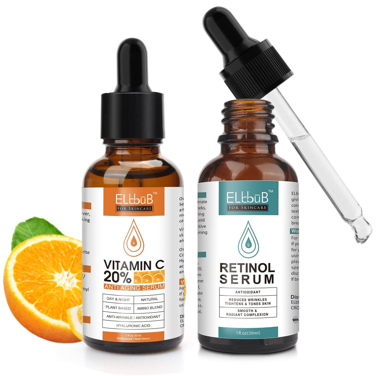 ELBBUB front packaging duo showing both bottles and labels for easy identification