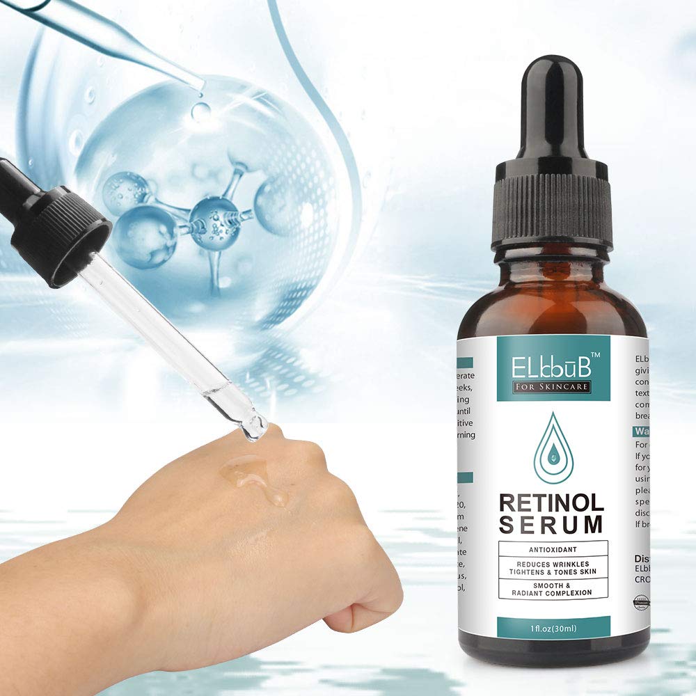 Model applying ELBBUB serum to cheek, showing simple morning or evening application