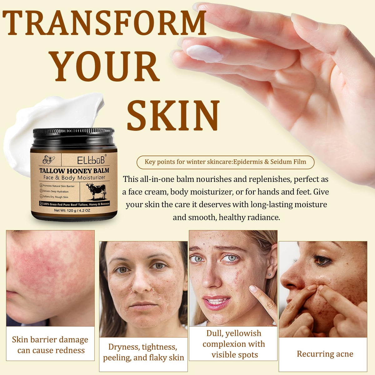 ELBBUB raw wild honey and beeswax ingredients highlighting natural nourishment