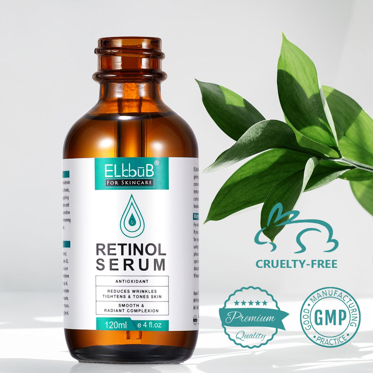 ELBBUB ingredients label close-up highlighting hyaluronic acid and vitamin E benefits