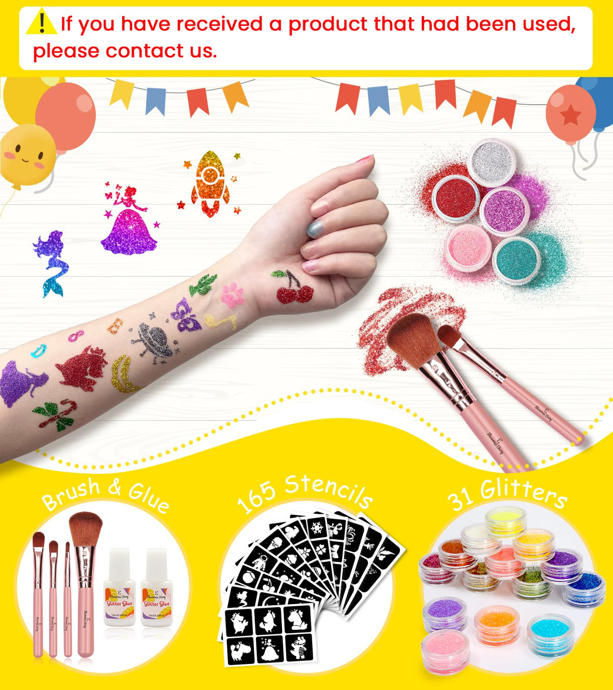 Eleanore's Diary open glitter jars displaying 31 color shades benefit: wide color choice