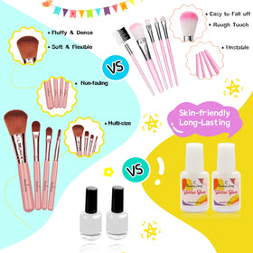 Eleanore's Diary glue tubes and four brushes arranged for application benefit: precise tools
