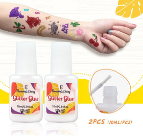 Eleanore's Diary glue texture on skin drying clear for neat glitter tattoos