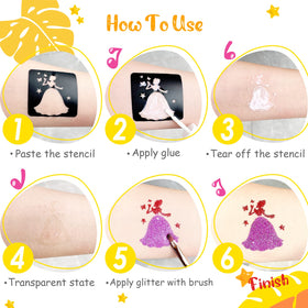 Eleanore's Diary applying a stencil and glue to skin benefit: easy step-by-step use