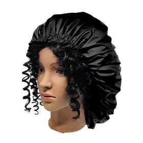 ELEBOX shower cap covering large braids demonstrating full coverage benefit
