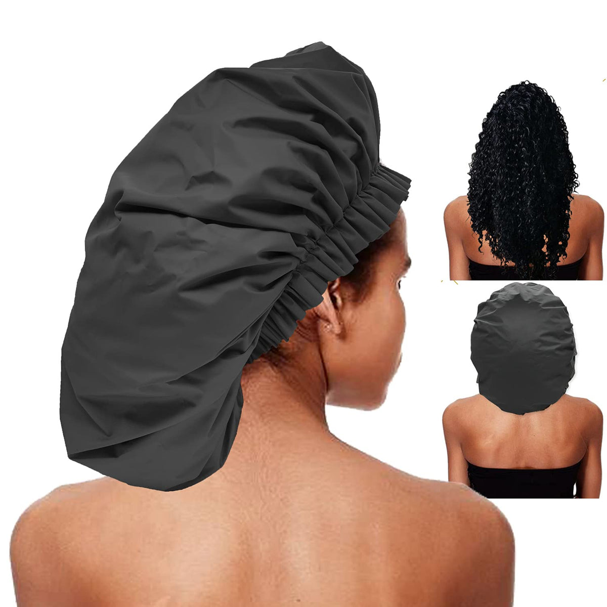 ELEBOX front view of super jumbo shower cap packaging showing product benefit