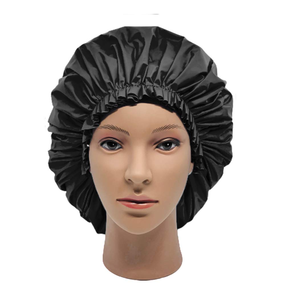 ELEBOX shower cap in bathroom lifestyle scene protecting hairstyle benefit