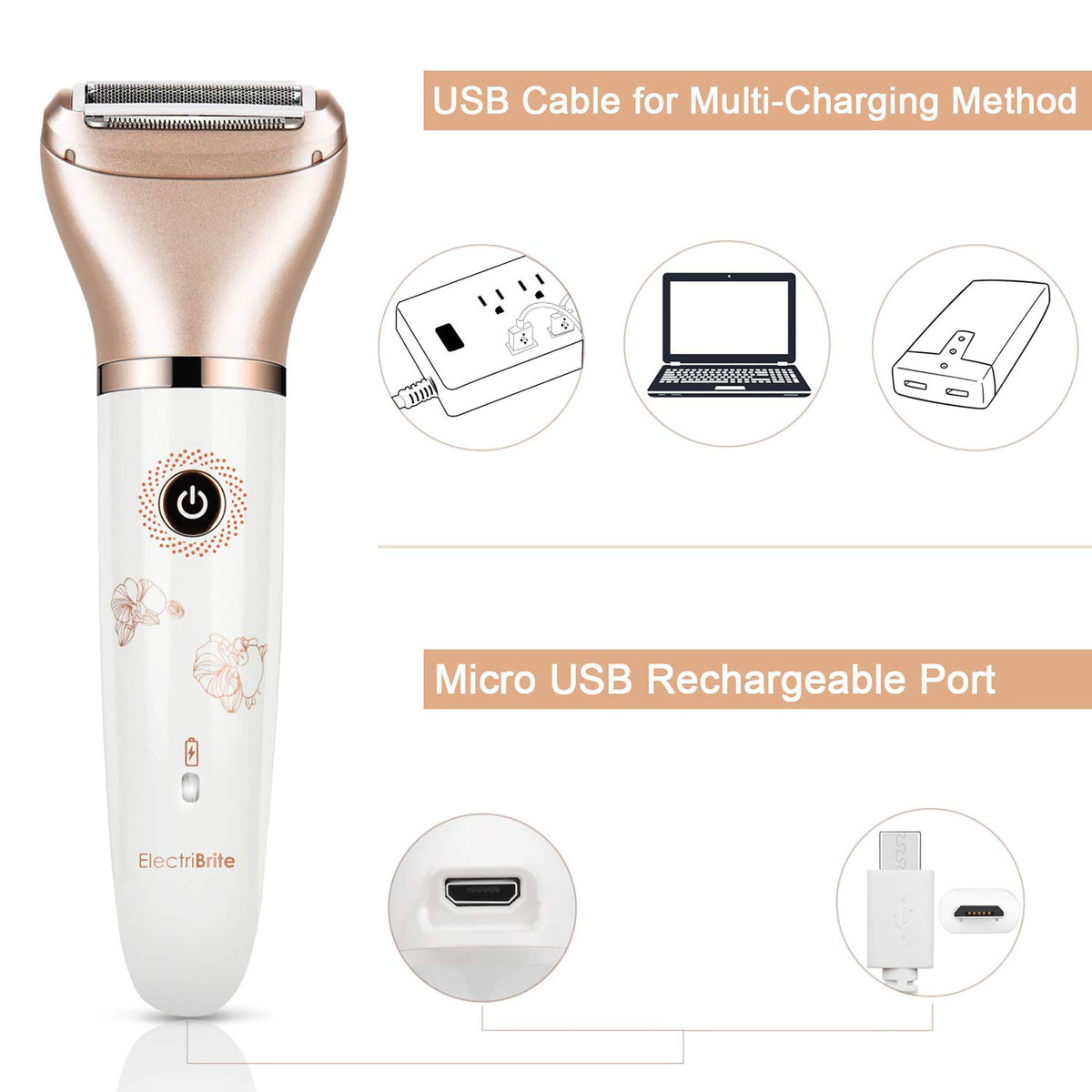 ElectriBrite with travel pouch and USB cable showing convenient portability benefit