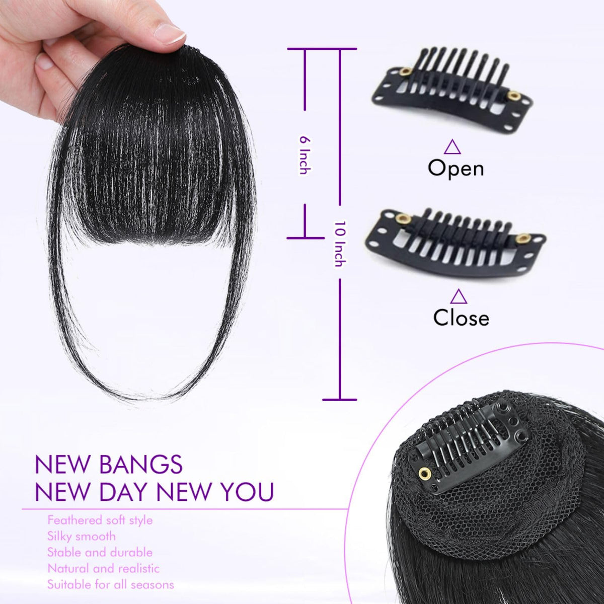 ELEFOCUS close-up of hair texture highlighting realistic human-hair shine benefit