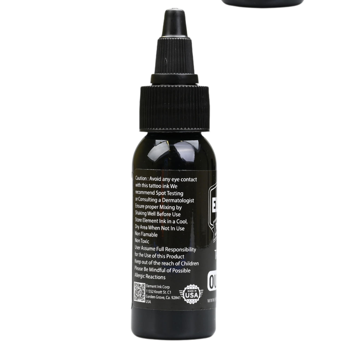 Element Nighthawk Black bottle beside ruler displaying 1oz size clarity