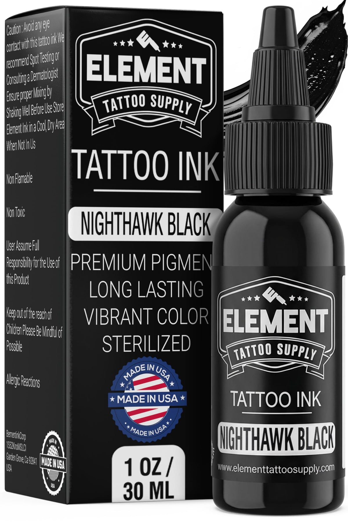 Element Nighthawk Black front label showing product identity and strength