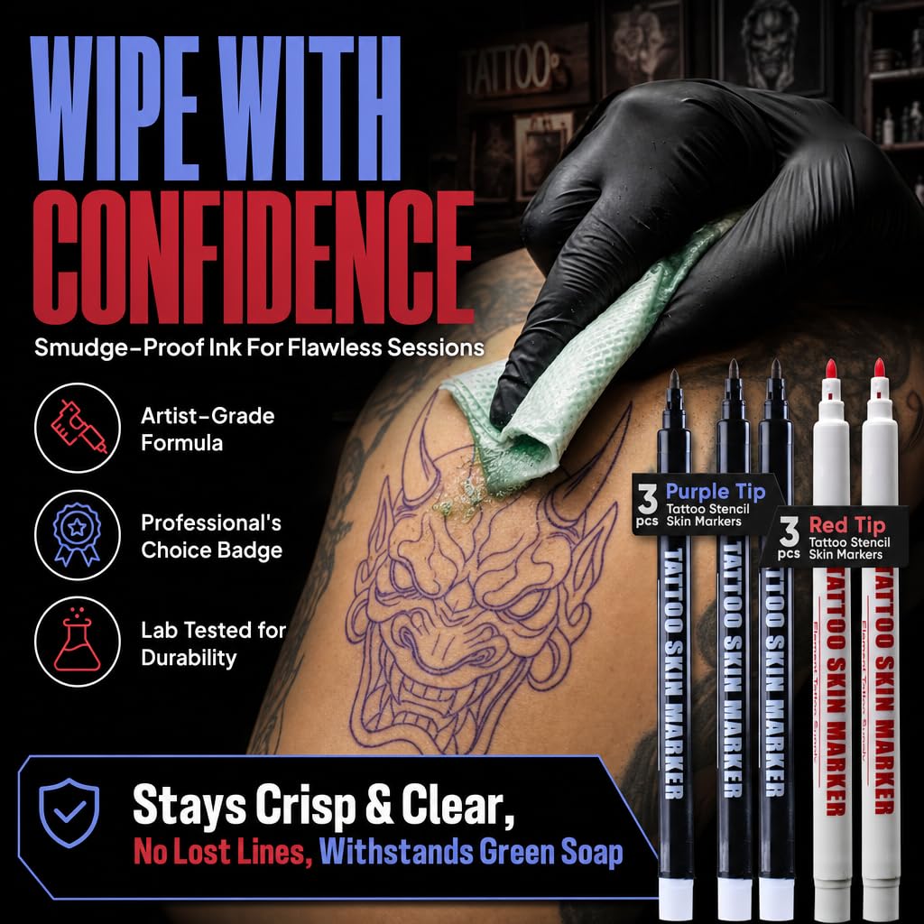 Element Tattoo Supply closeup of purple bold tip demonstrating precise, consistent line control