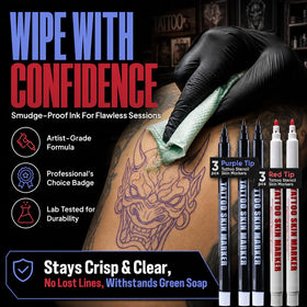 Element Tattoo Supply closeup of purple bold tip demonstrating precise, consistent line control