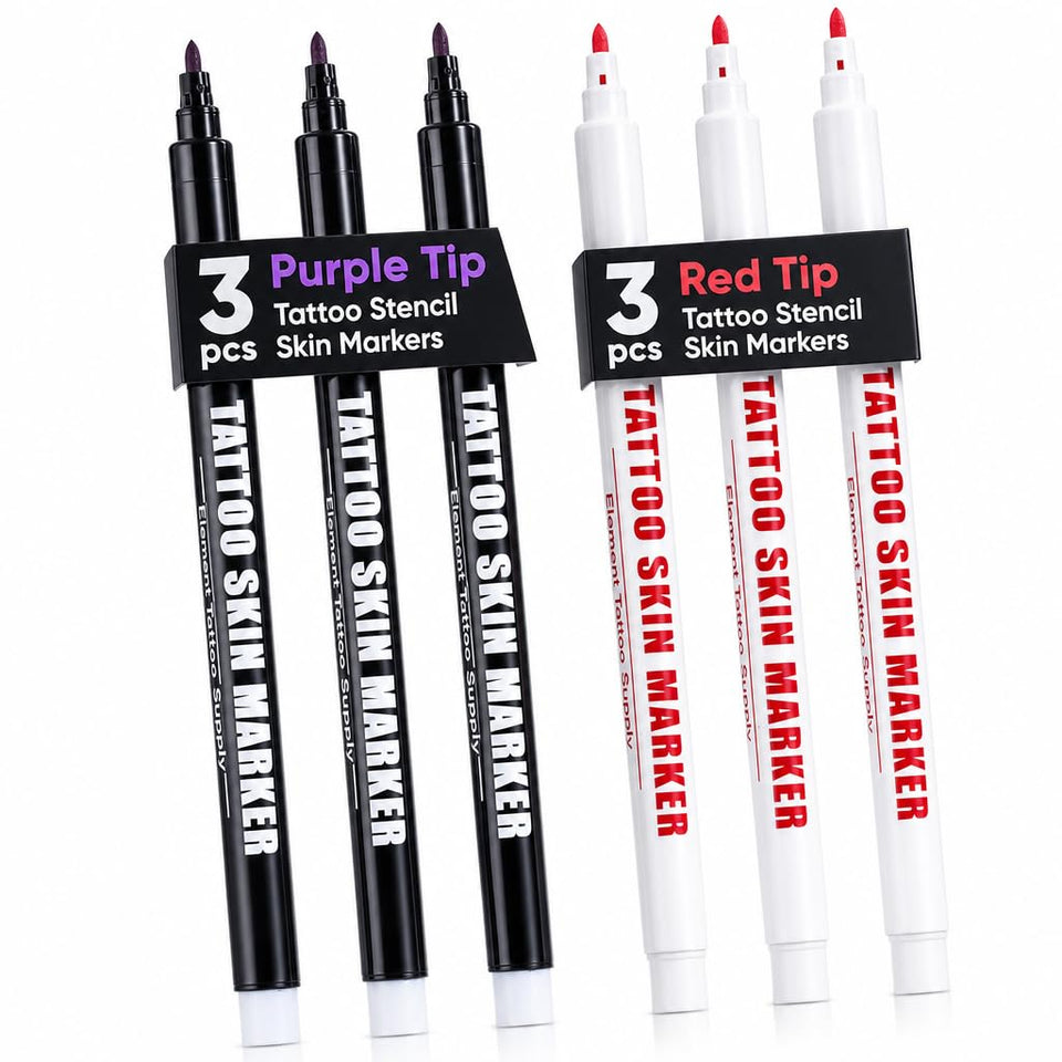 Element Tattoo Supply front packaging showing 6‑pack for quick studio identification and convenience