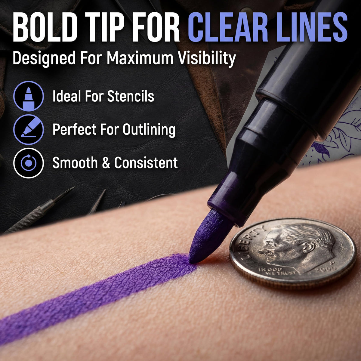 Element Tattoo Supply pen held in hand to show comfortable size and control