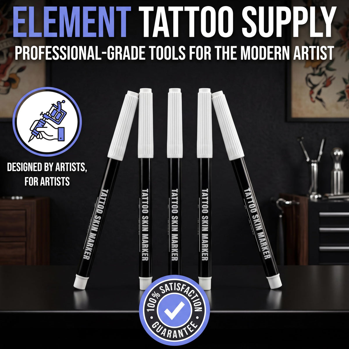 Element Tattoo Supply before and after wash test showing easy removable ink