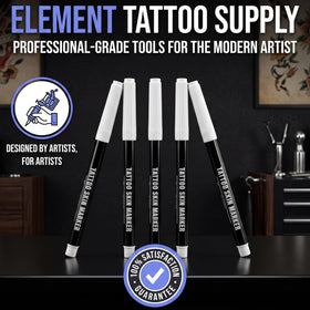 Element Tattoo Supply before and after wash test showing easy removable ink